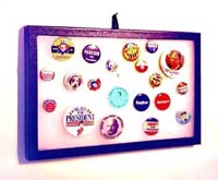 Political buttons & Riker-mounts